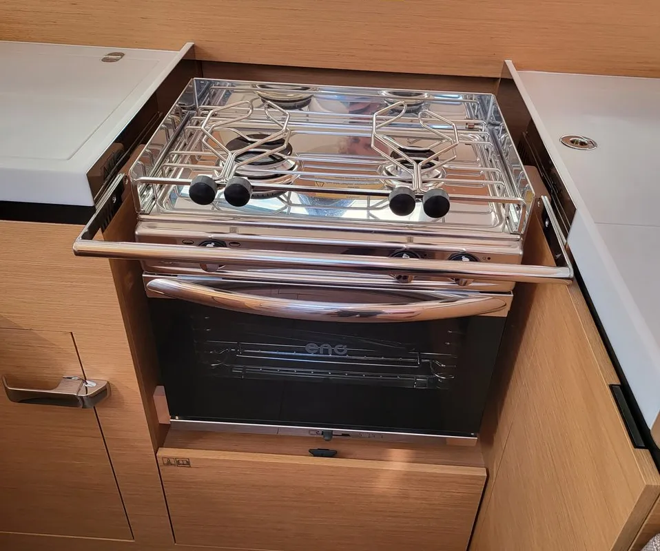 Galley of Freya, a Jeanneau Sun Odyssey 410 sailboat at Grad Biograd na Moru, Croatia