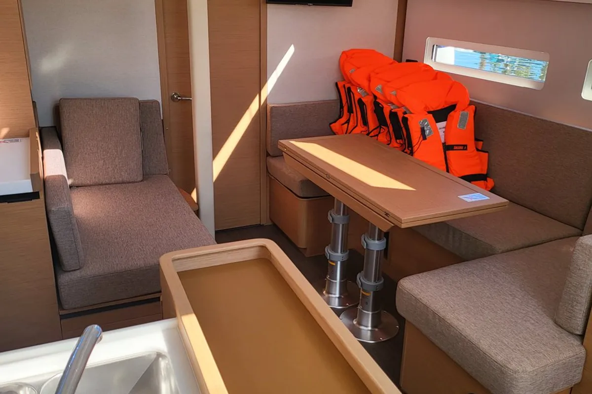 Salon of Freya, a Jeanneau Sun Odyssey 410 sailboat at Grad Biograd na Moru, Croatia