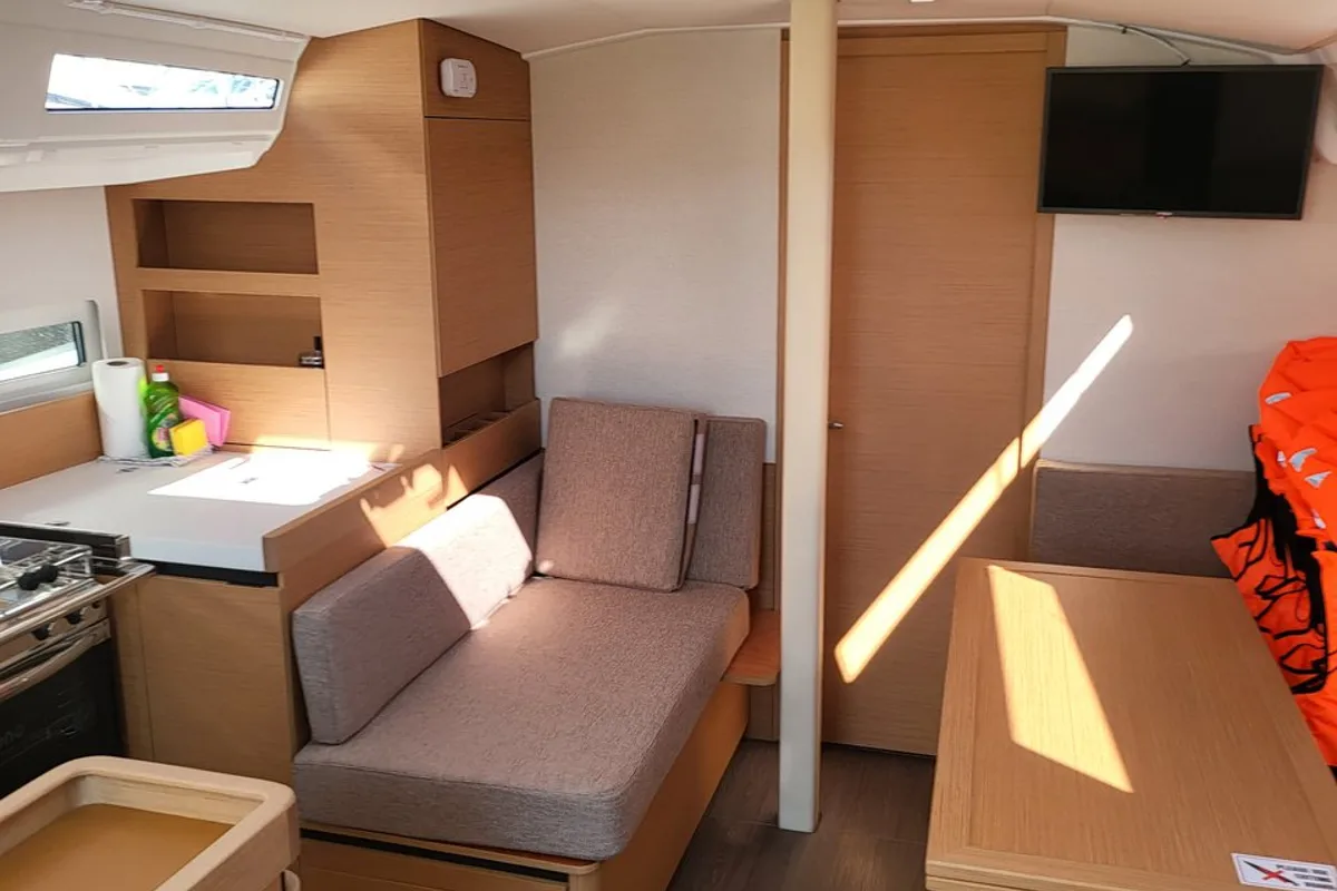 Salon of Freya, a Jeanneau Sun Odyssey 410 sailboat at Grad Biograd na Moru, Croatia