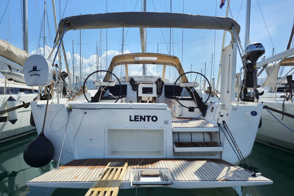 Exterior view of Dufour 430 GL, a sailboat at Kaštela, Croatia