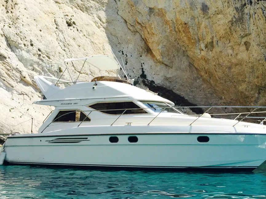 Exterior view of Princess 38, a motorboat at Parikia, Greece