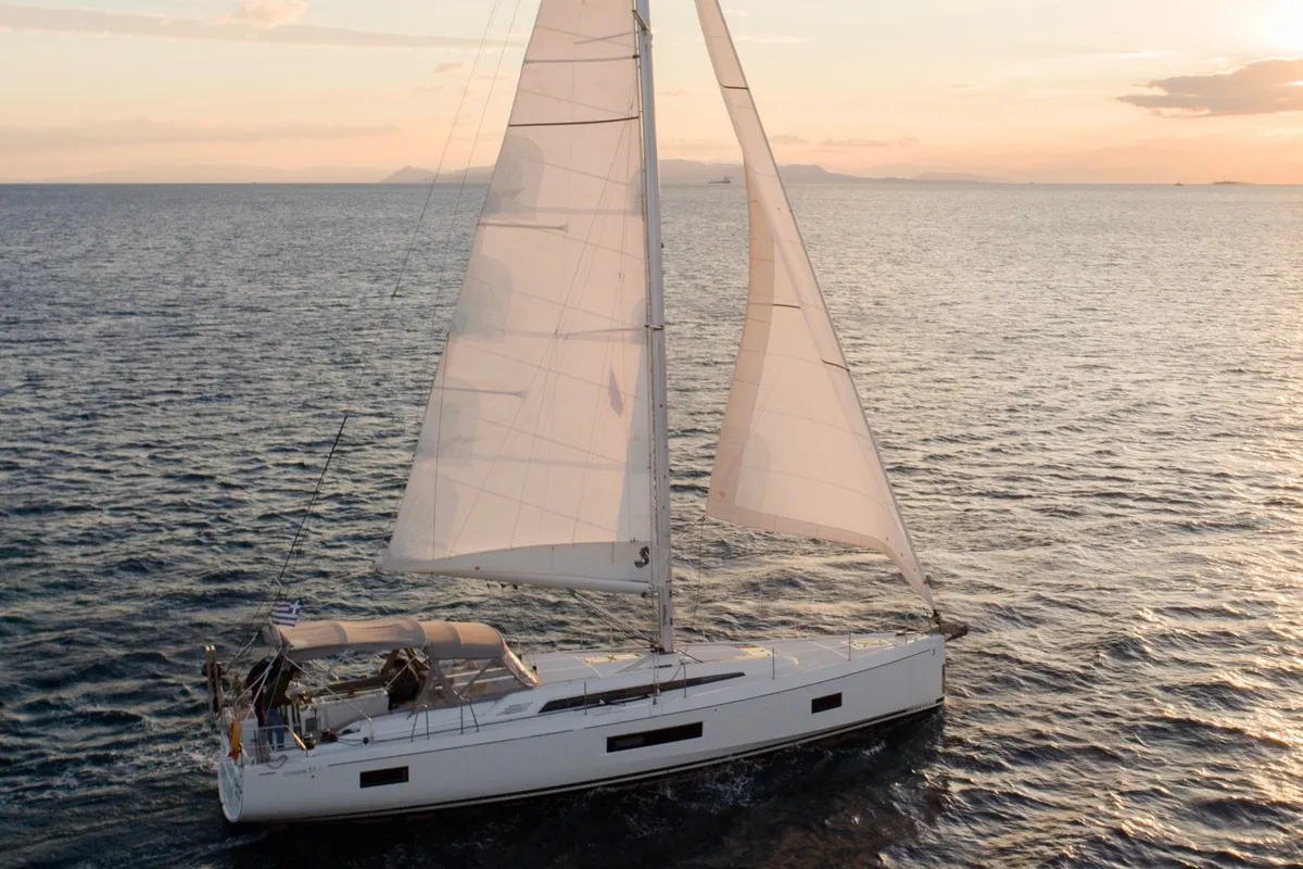 Exterior view of Viennastar, a Beneteau Oceanis 51.1 sailboat at Athens, Greece