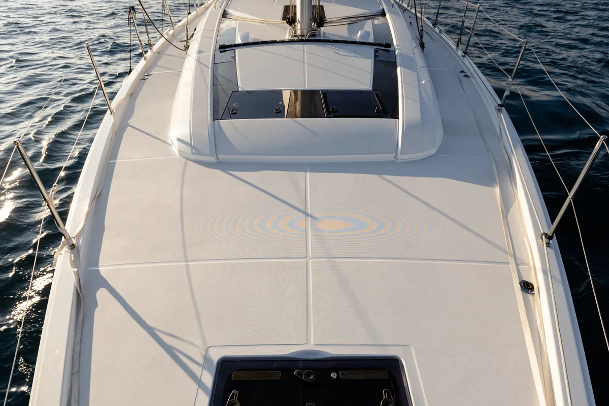 Deck of Viennastar, a Beneteau Oceanis 51.1 sailboat at Athens, Greece