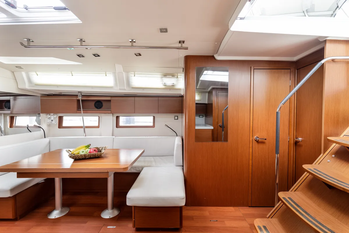 Salon of Viennastar, a Beneteau Oceanis 51.1 sailboat at Athens, Greece