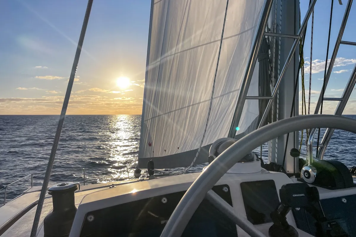 Cockpit of Grand Azure, a Bali 4.6 catamaran at Pirovac, Croatia