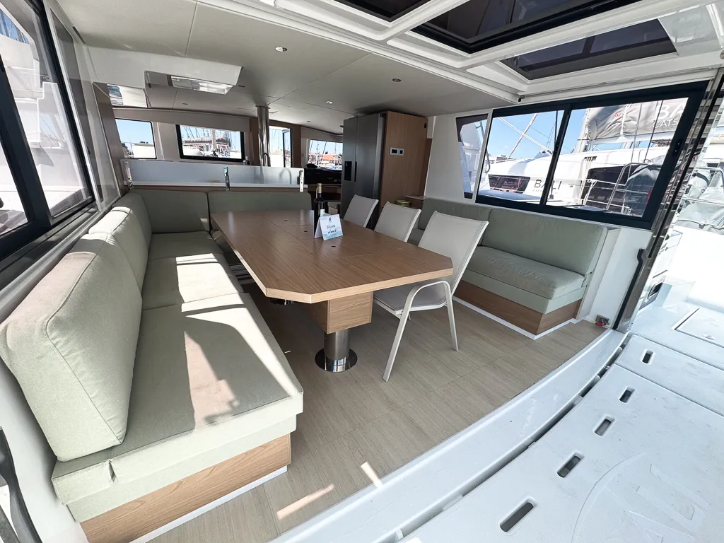 Salon of Grand Azure, a Bali 4.6 catamaran at Pirovac, Croatia
