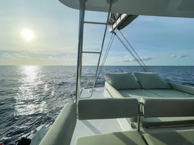Deck of Grand Azure, a Bali 4.6 catamaran at Pirovac, Croatia