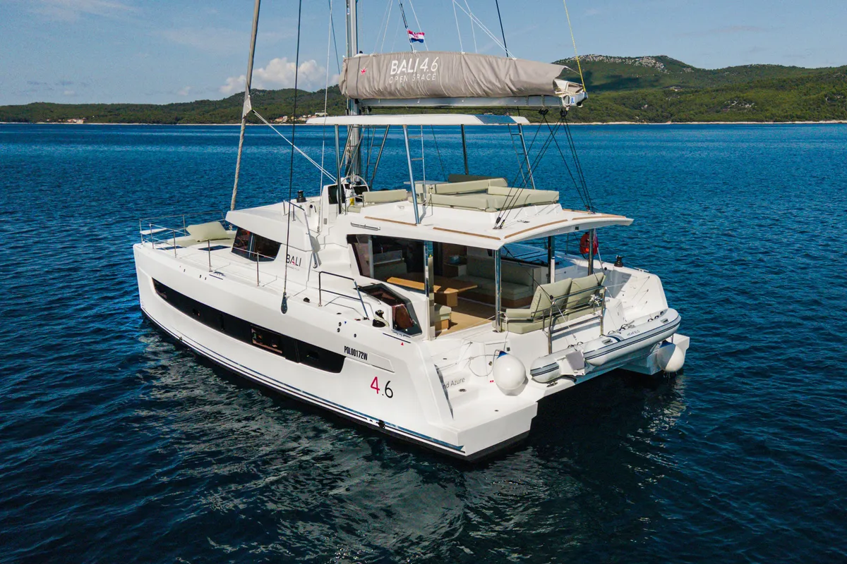 Exterior view of Grand Azure, a Bali 4.6 catamaran at Pirovac, Croatia