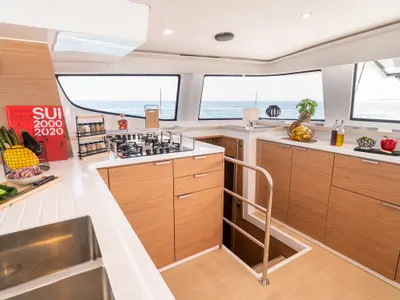 Galley of Grand Azure, a Bali 4.6 catamaran at Pirovac, Croatia