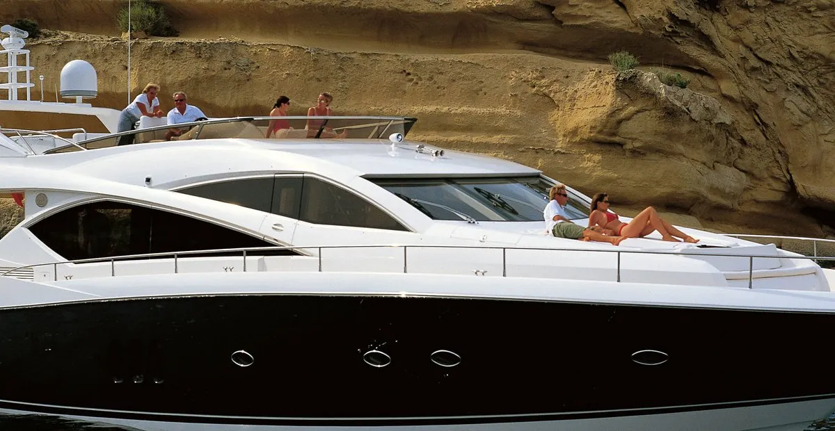 Mfive, a Sunseeker 75 motor yacht at Athens, Greece
