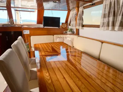 Salon of AGORA, a Custom Made Agora motor yacht at Jesenice, Croatia