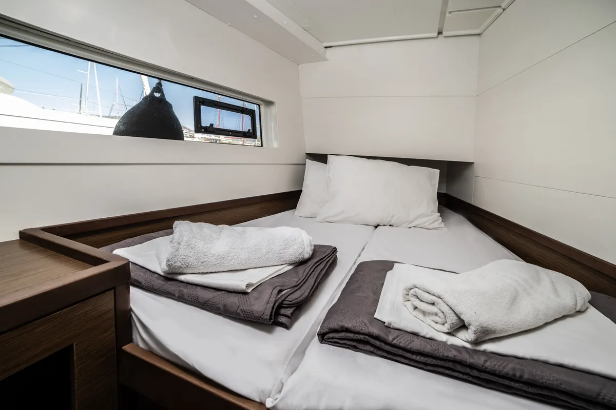 Cabin on Serendipity, a Lagoon 40 catamaran at Athens, Greece