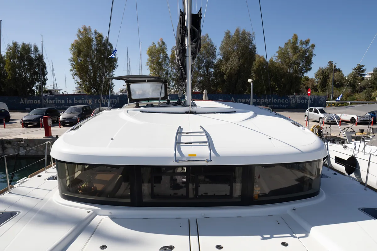 Exterior view of Serendipity, a Lagoon 40 catamaran at Athens, Greece