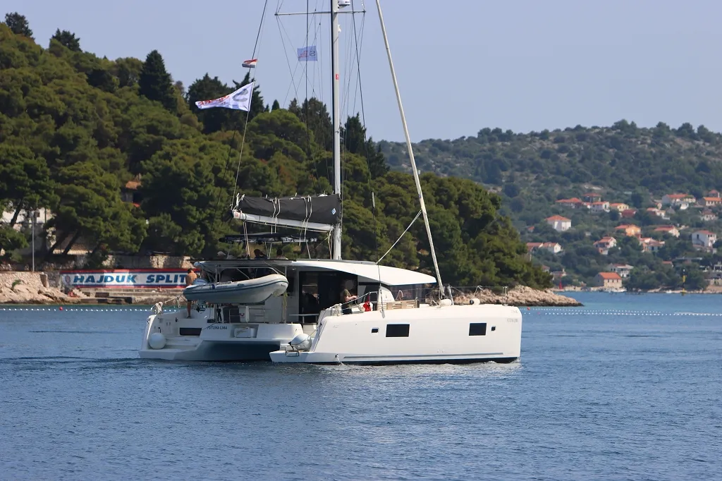Exterior view of Futuna Lima, a Lagoon 42 catamaran at Općina Rogoznica, Croatia
