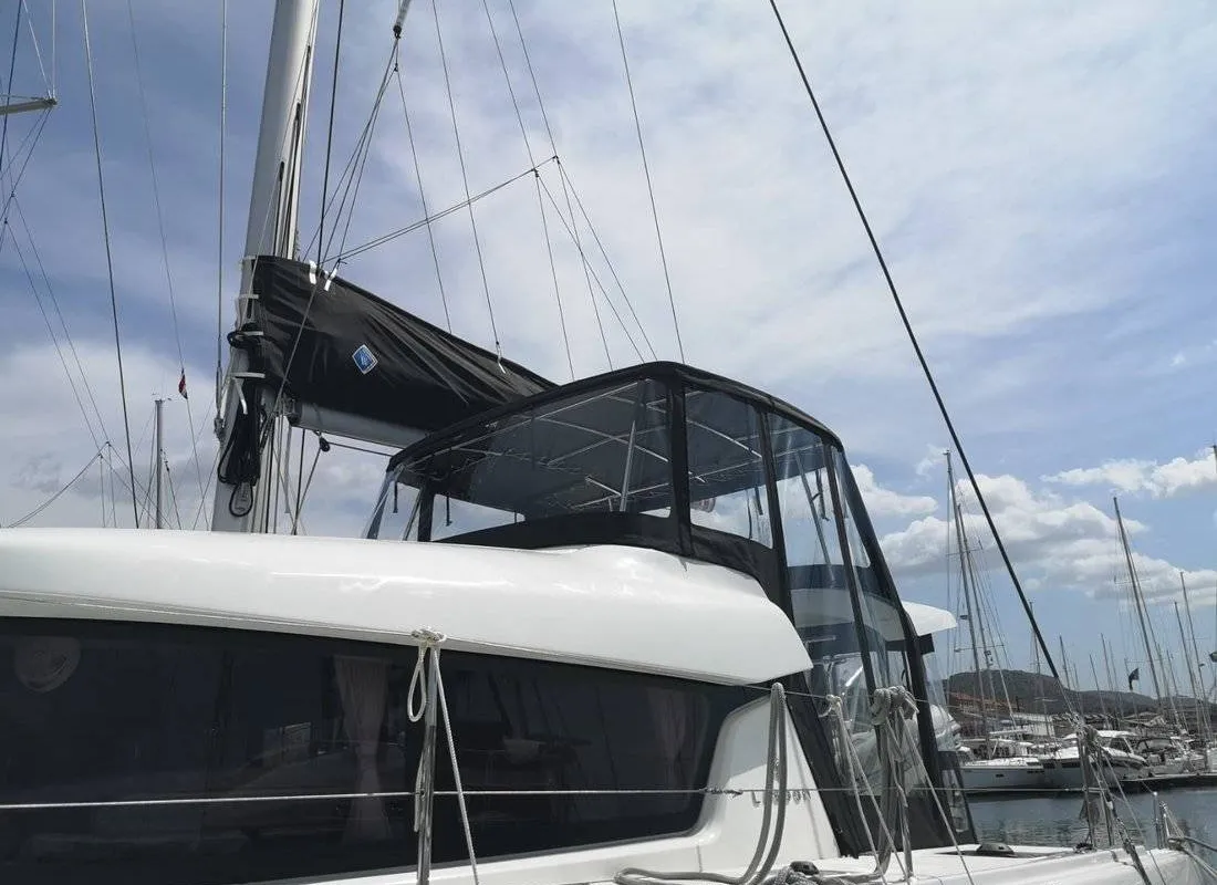 Deck of Futuna Lima, a Lagoon 42 catamaran at Općina Rogoznica, Croatia