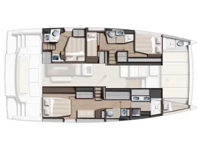 Floor plan of Miss Margot , a Bali 4.6 catamaran at Saint-Mandrier-sur-Mer, France