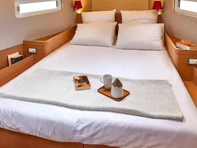 Cabin on Sirius II, a Jeanneau Sun Odyssey 410 sailboat at Marmaris, Turkey
