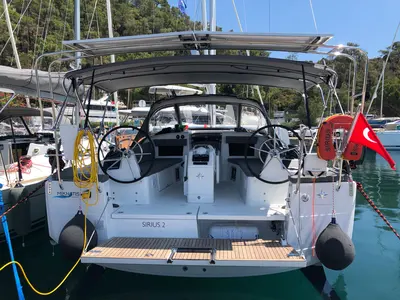 Cockpit of Sirius II, a Jeanneau Sun Odyssey 410 sailboat at Marmaris, Turkey
