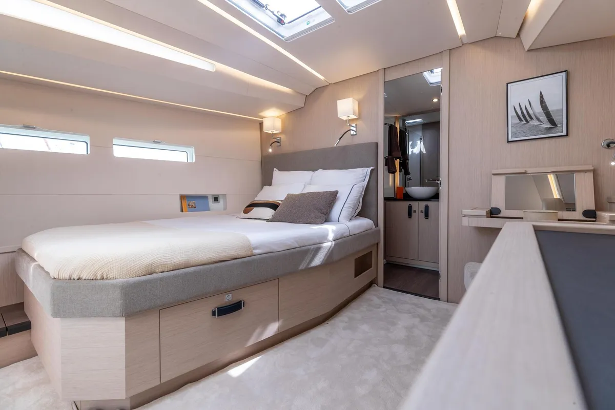 Cabin on Casbah IV, a Jeanneau 55 sailboat at Road Town, British Virgin Islands