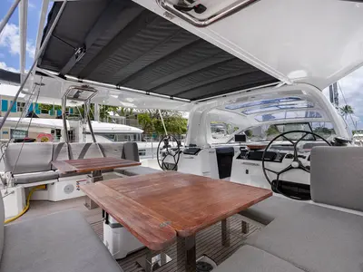Deck of Casbah IV, a Jeanneau 55 sailboat at Road Town, British Virgin Islands