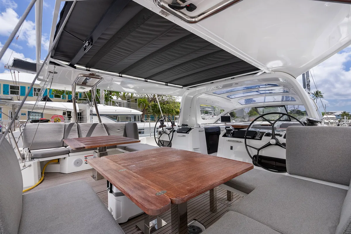 Deck of Casbah IV, a Jeanneau 55 sailboat at Road Town, British Virgin Islands