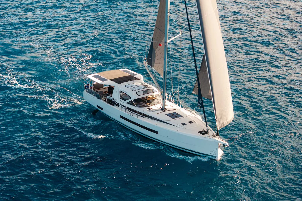 Exterior view of Casbah IV, a Jeanneau 55 sailboat at Road Town, British Virgin Islands