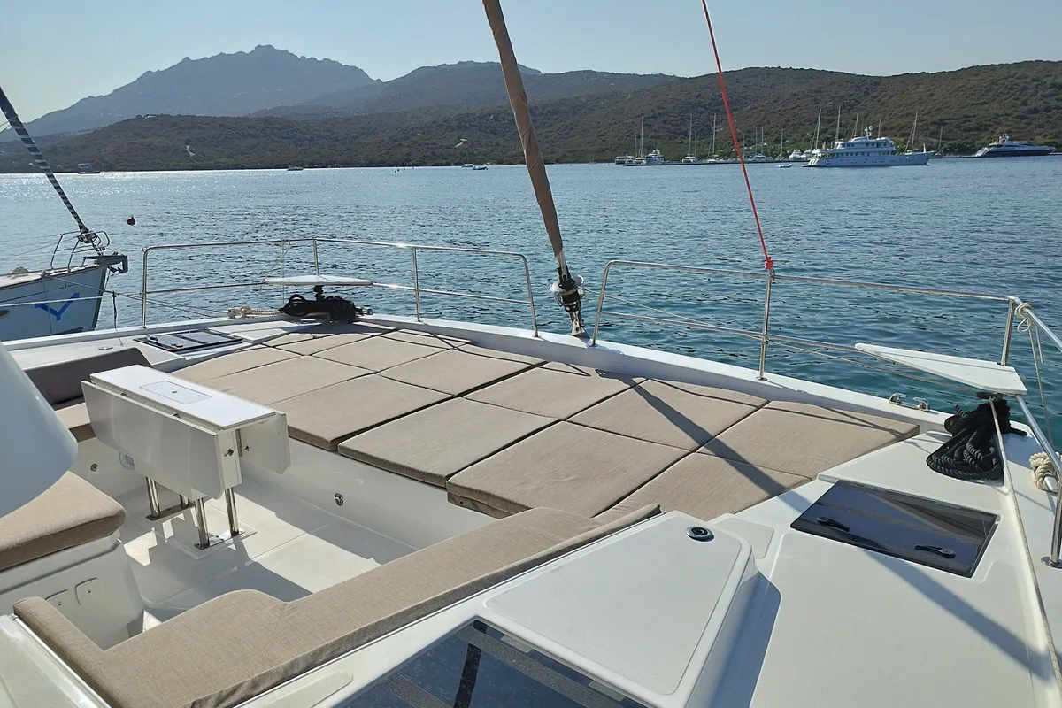 Steno, a Bali 4.8 catamaran at Olbia, Italy
