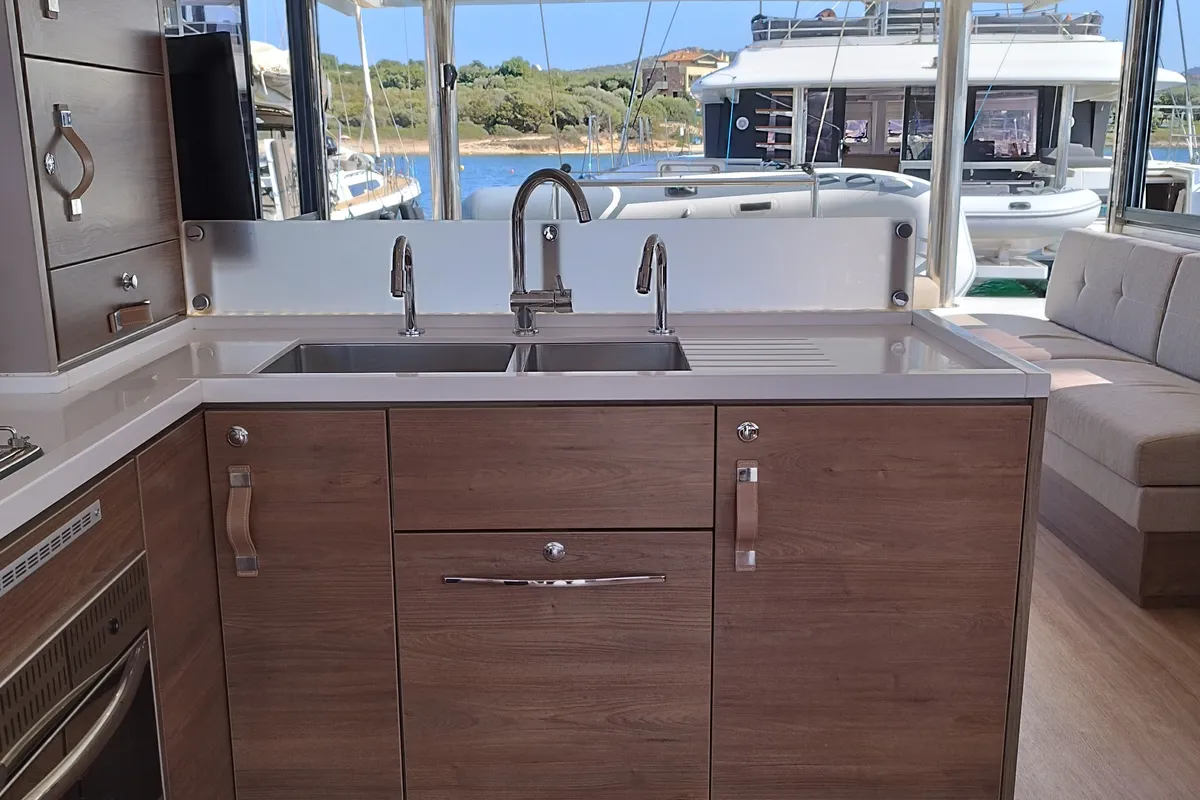 Cabin on Steno, a Bali 4.8 catamaran at Olbia, Italy