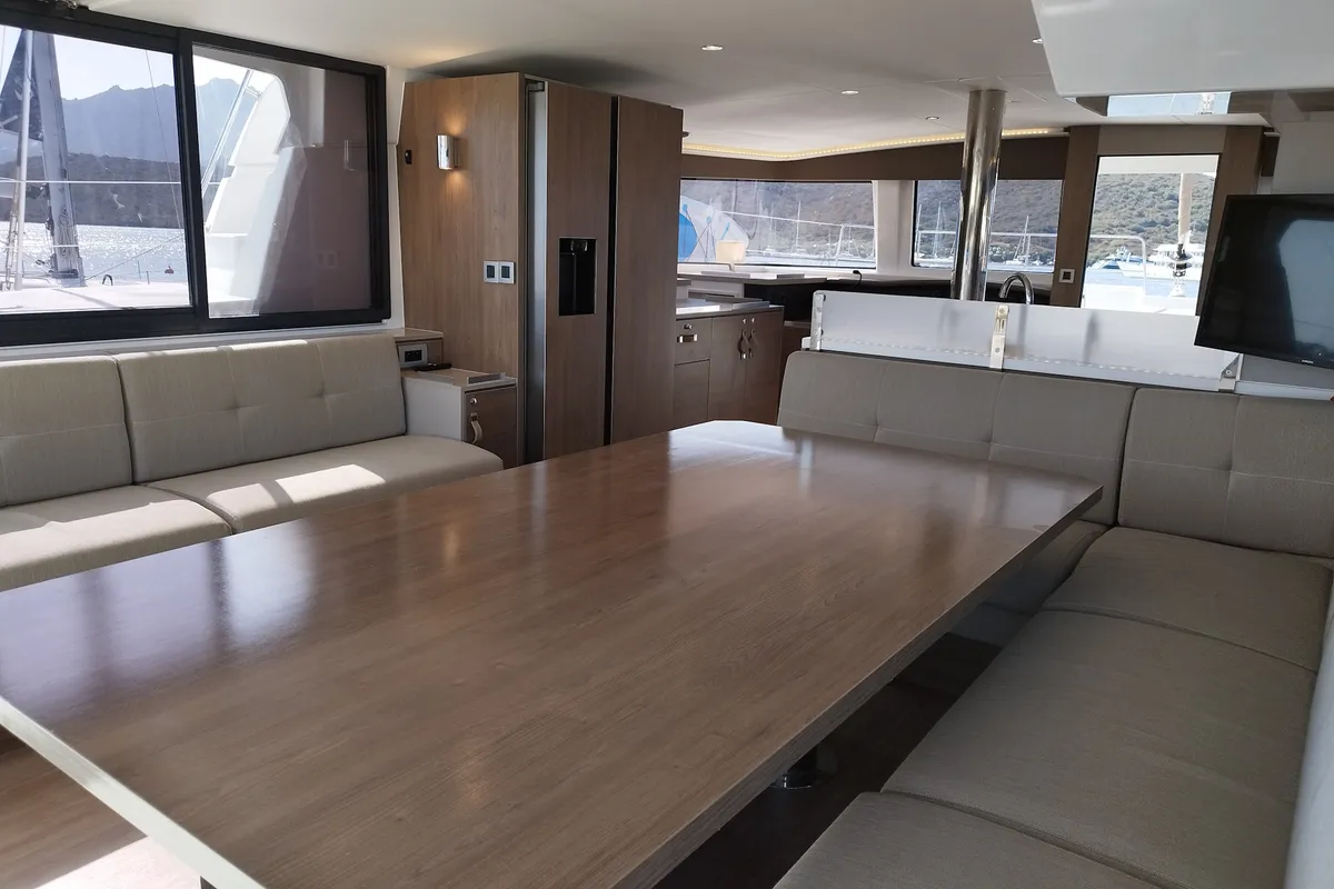 Galley of Steno, a Bali 4.8 catamaran at Olbia, Italy