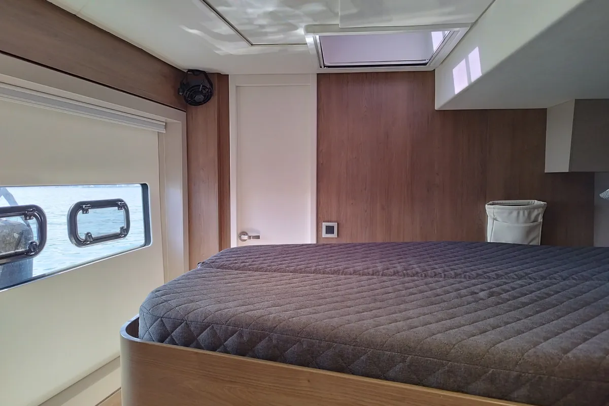 Cabin on Steno, a Bali 4.8 catamaran at Olbia, Italy