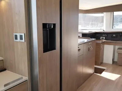 Galley of Steno, a Bali 4.8 catamaran at Olbia, Italy