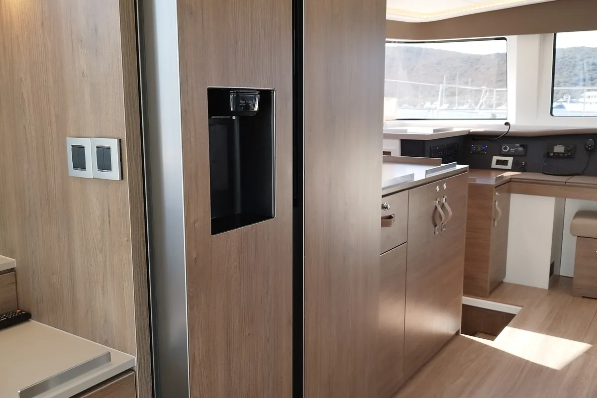 Galley of Steno, a Bali 4.8 catamaran at Olbia, Italy