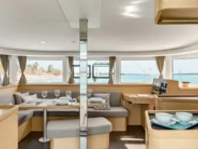 Salon of PUMA III, a Lagoon 42 catamaran at Alameda, United States