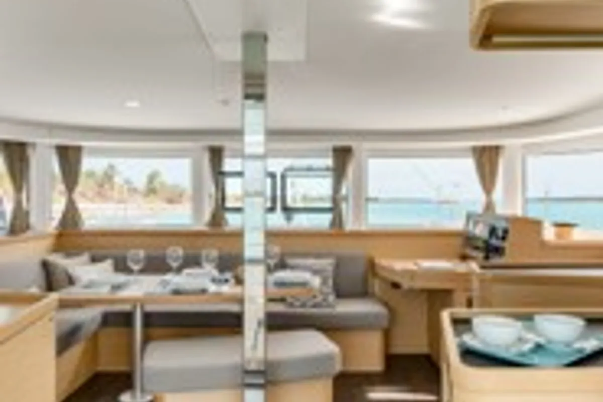 Salon of PUMA III, a Lagoon 42 catamaran at Alameda, United States
