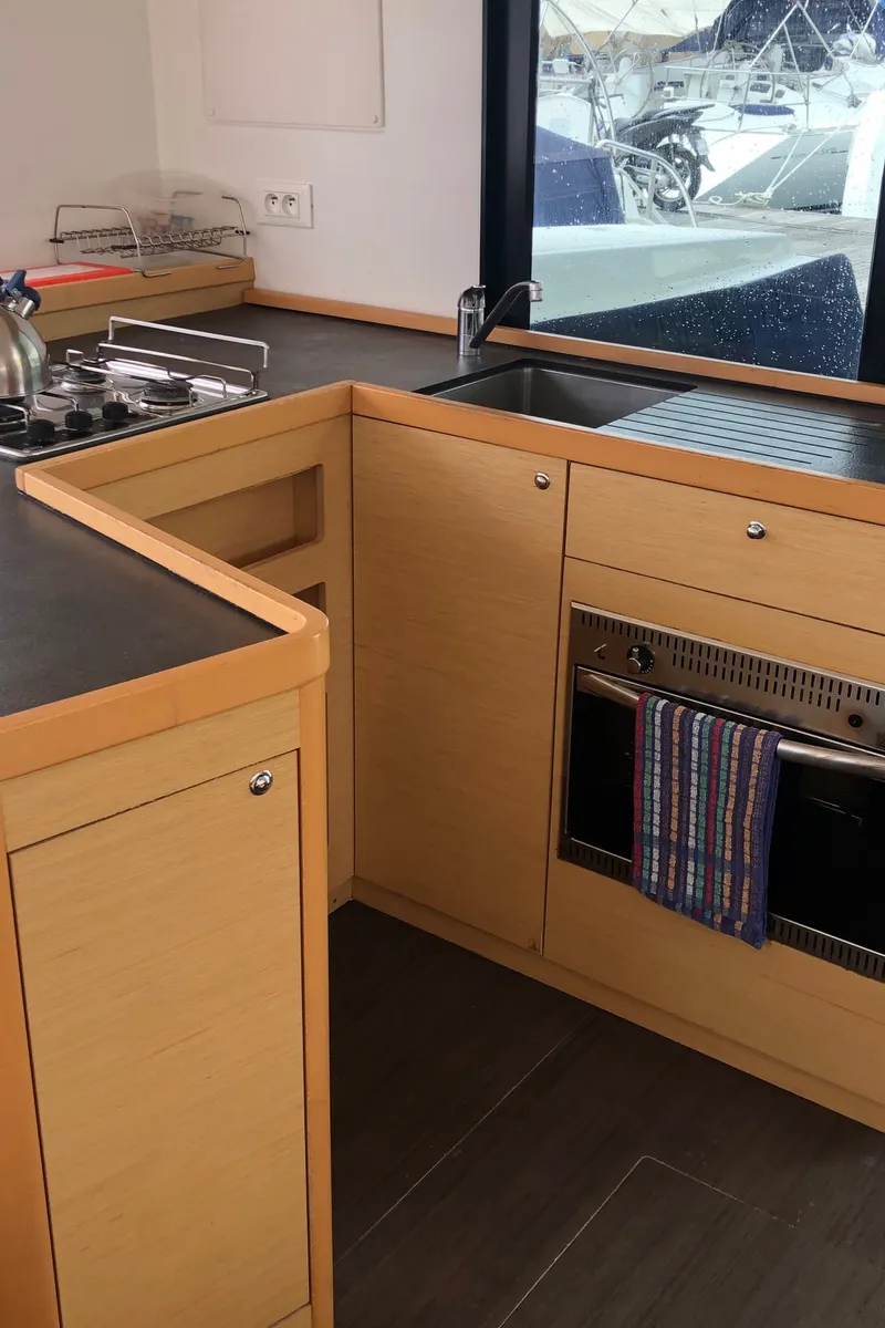 Galley of PUMA III, a Lagoon 42 catamaran at Alameda, United States