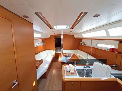 Salon of Jeanneau Sun Odyssey 379, a sailboat at Lefkada, Greece