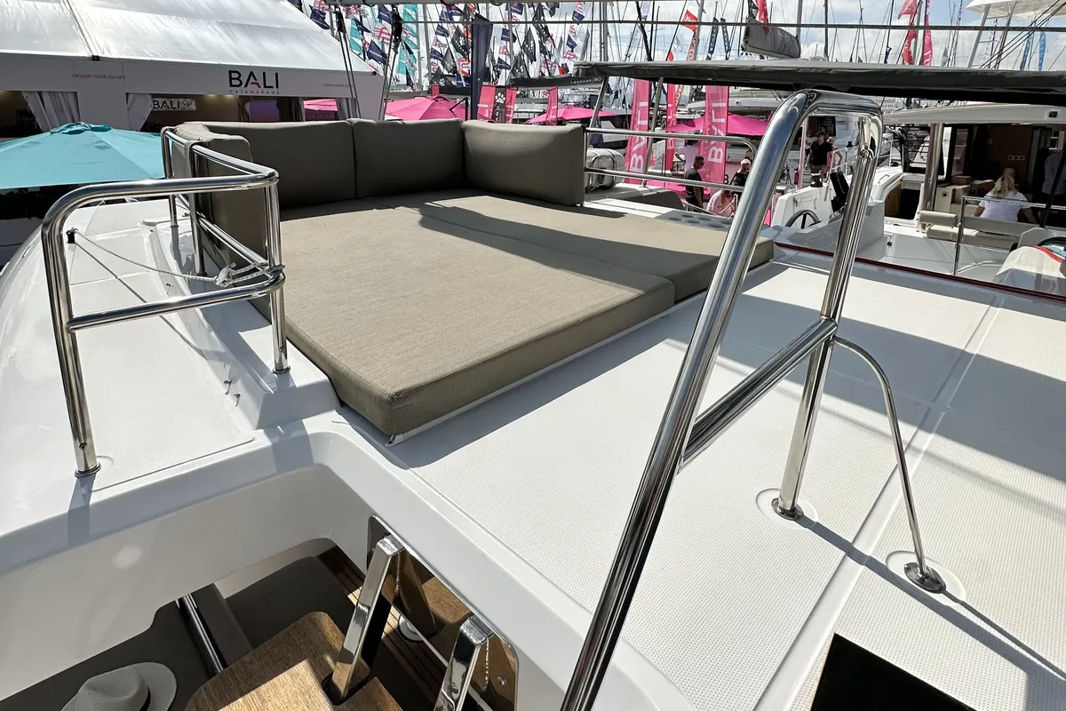 Deck of YaMas, a Aventura 37 catamaran at Municipal Unit of Lefkada, Greece