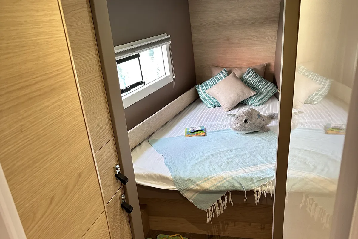 Cabin on YaMas, a Aventura 37 catamaran at Municipal Unit of Lefkada, Greece