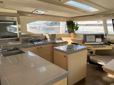 Galley of Maravelle, a Fountaine Pajot Saona 47 Quintet catamaran at Pa Khlok, Thailand