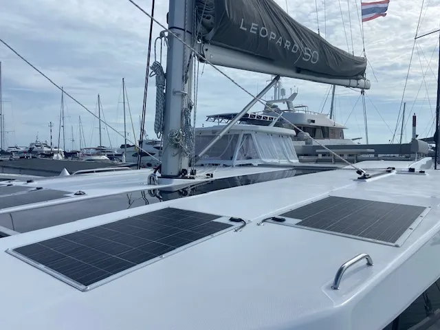 Deck of Ms. Chief, a Leopard 50 catamaran at Pa Khlok, Thailand