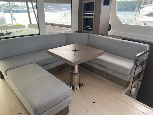 Salon of Ms. Chief, a Leopard 50 catamaran at Pa Khlok, Thailand