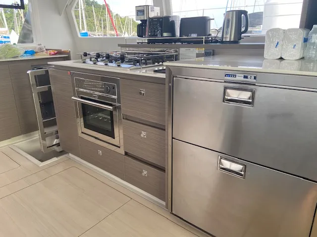 Galley of Ms. Chief, a Leopard 50 catamaran at Pa Khlok, Thailand