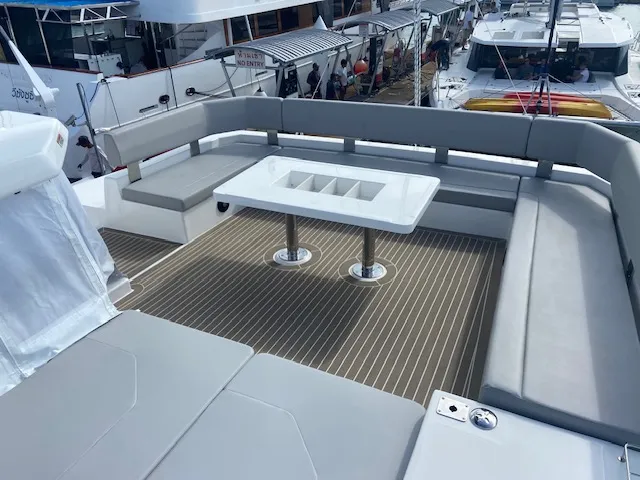 Deck of Ms. Chief, a Leopard 50 catamaran at Pa Khlok, Thailand