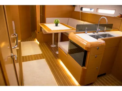 Galley of Thales, a Jeanneau Sun Odyssey 439 sailboat at Municipal Unit of Lefkada, Greece