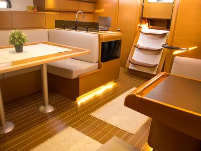 Salon of Thales, a Jeanneau Sun Odyssey 439 sailboat at Municipal Unit of Lefkada, Greece