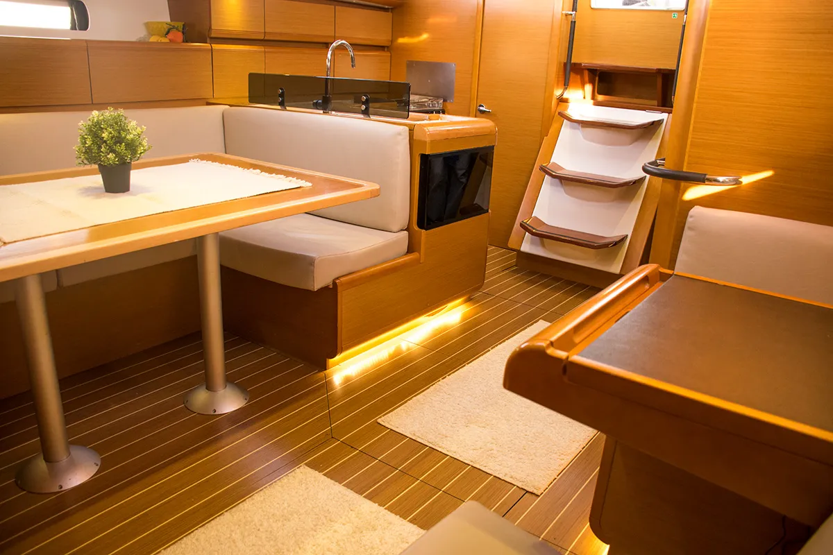Salon of Thales, a Jeanneau Sun Odyssey 439 sailboat at Municipal Unit of Lefkada, Greece