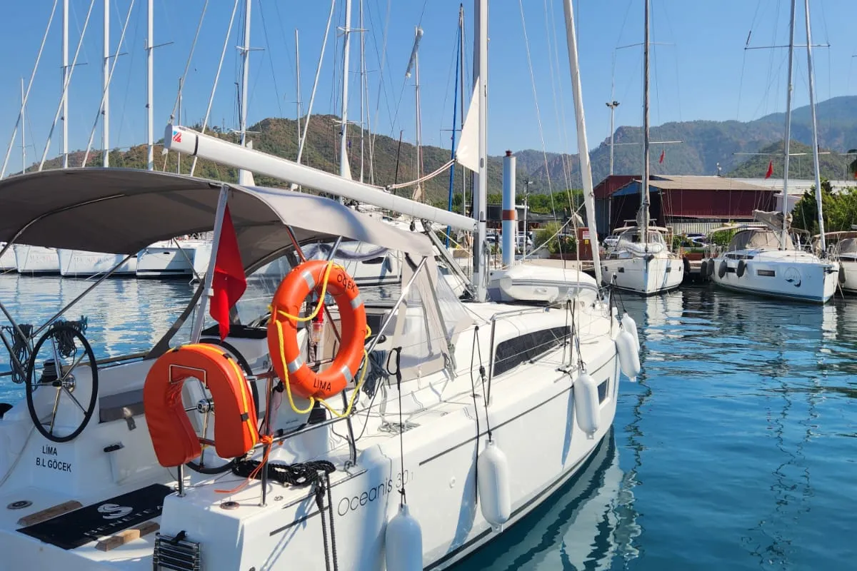 Exterior view of Lima, a Beneteau Oceanis 30.1 sailboat at Marmaris, Turkey