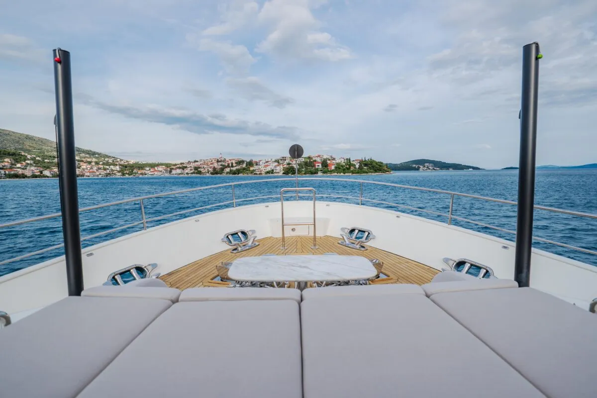 Deck of Dream, a Cyrus 34 motor yacht at Šibenik, Croatia