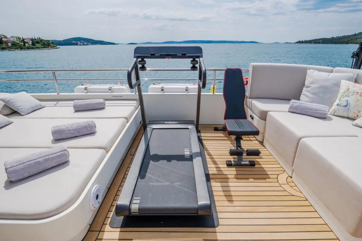 Deck of Dream, a Cyrus 34 motor yacht at Šibenik, Croatia
