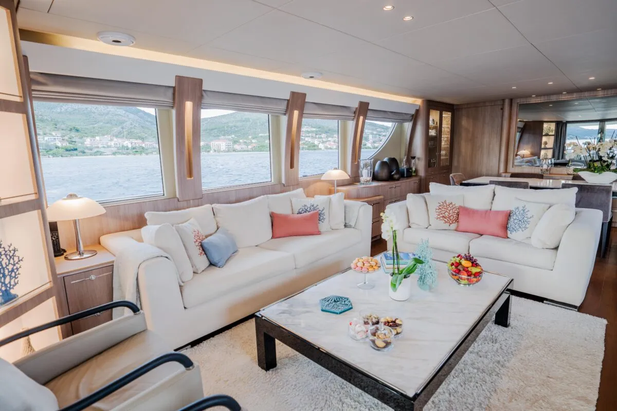 Salon of Dream, a Cyrus 34 motor yacht at Šibenik, Croatia